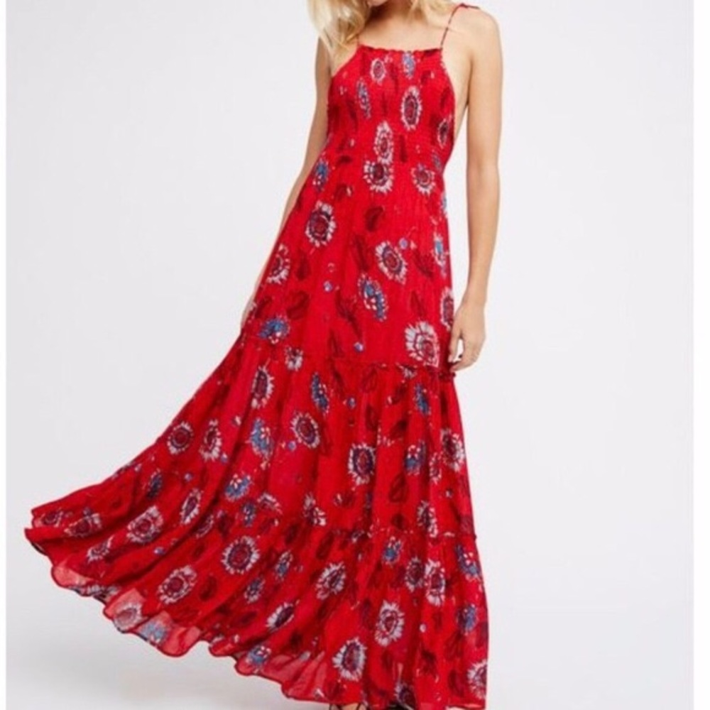 INTIMATELY FREE PEOPLE Red Combo Maxi Dress